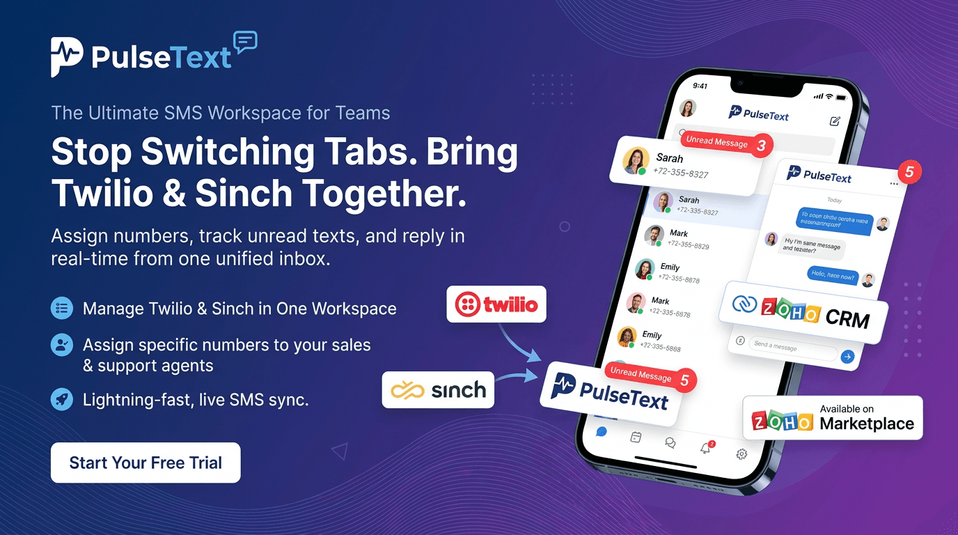 PulseText — team SMS workspace banner