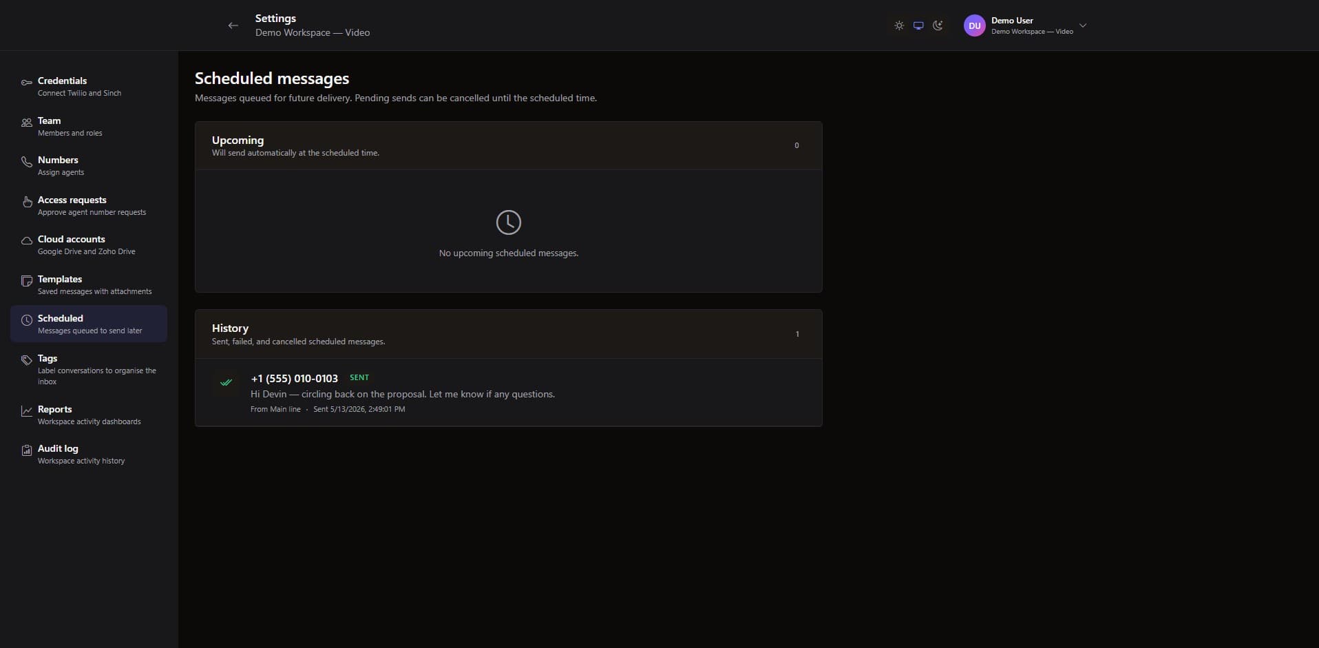 PulseText scheduled messages queue